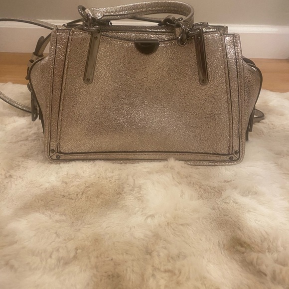 NWOT COACH Dreamer 21 Platinum Metallic Silver Leather Crossbody Satchel - Picture 4 of 14